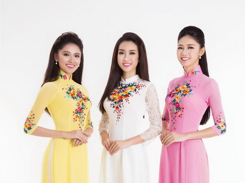 Top 3 Hoa hậu Việt Nam 2016 duyên dáng áo dài pastel
