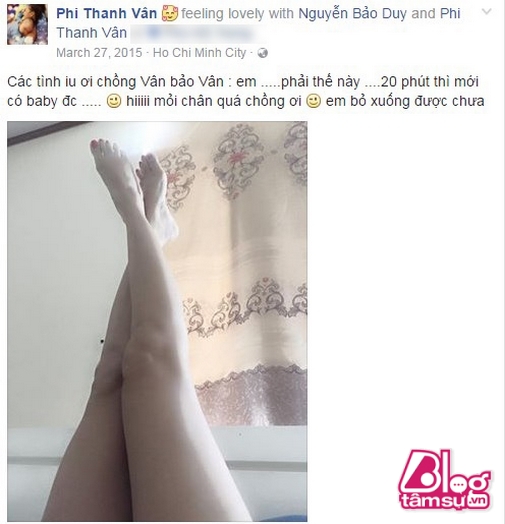  Phi Thanh Vân còn táo bạo hơn Trương Quỳnh Anh nhiều. Làm ‘chuyện ấy’ xong cô còn khoe trên Facebook nữa!