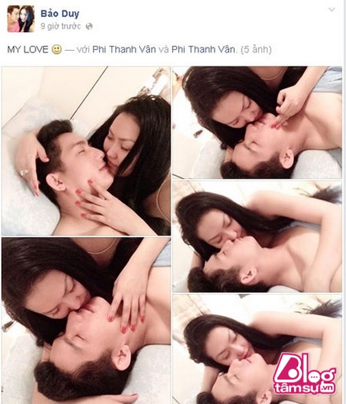 Hình ảnh âu yếm của hai vợ chồng cũng được đăng tải lên Facebook