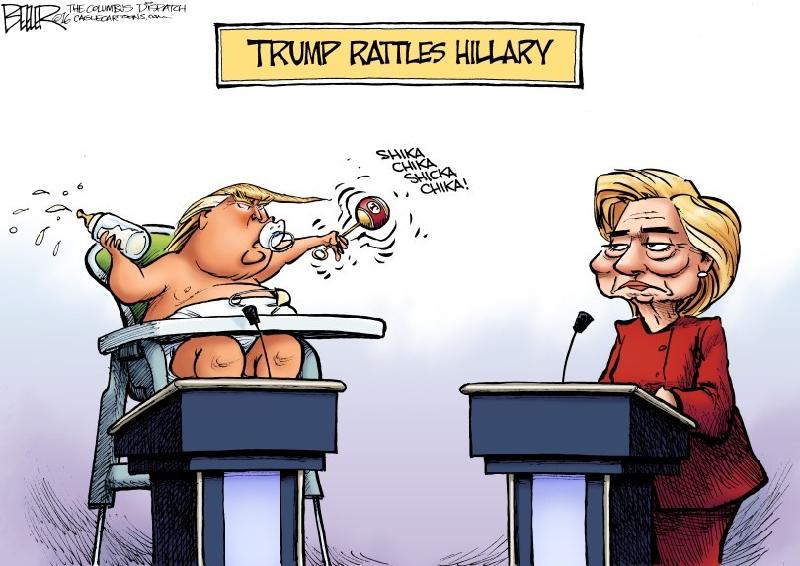 Ngày 26/9, cuộc tranh luận trực tiếp giữa ông Trump và bà Clinton diễn ra tại Đại học Hofstra (New York) với đông đảo khán giả. Đây được coi là bước ngoặt trong cuộc chạy đua vào Nhà Trắng khi các ứng viên lần đầu tiên đối đầu, 