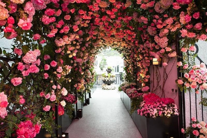 5. The London West Hollywood, California, Mỹ: Nếu bạn muốn tổ chức một đám cưới lãng mạn, bạn có thể tham khảo lối đi mái vòm được trang trí khéo léo bởi những bông hồng tươi tắn của The London West Hollywood. Ảnh: Raycepr Instagram.