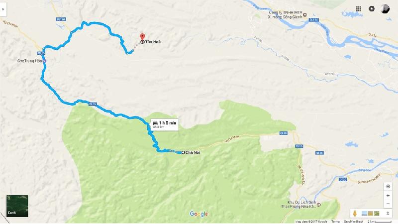 Quãng đường từ thung lũng Chà Nòi tới hang Chuột dài 45,4 km. Để tới được địa danh này, bạn đi theo quốc lộ 15 rồi rẽ phải vào quốc lộ 12A.