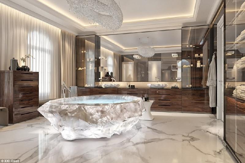 Khu tổ hợp biệt thự được mong đợi XXII Carat trên quần đảo Palm Jumeriah ở Dubai (Các Tiểu vương quốc Ả Rập thống nhất) dành cho giới siêu giàu trên thế giới, với bồn tắm trị giá tới một triệu USD.