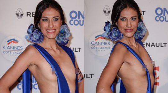 Nữ diễn viên người Mexico - Agibail Lopez gây ấn tượng những ngày đầu với bộ cánh lộ ngực trần trên thảm đỏ Cannes ngày 24/5