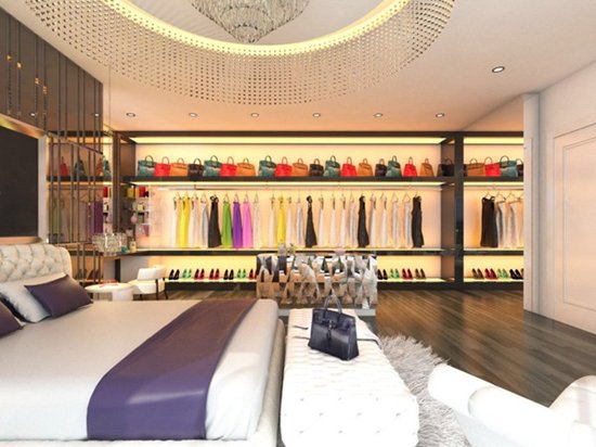 Phòng ngủ rộng lớn kết hợp ‘cửa hàng thời trang’ tiền tỷ mà hàng vạn cô gái ao ước.