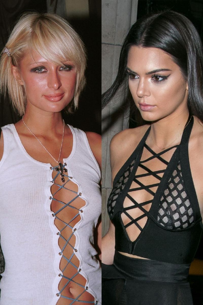 Áo đan dây: Không ngại hở da trong thiết kế đan dây táo bạo là điểm giống nhau của 2 cô nàng nổi tiếng.