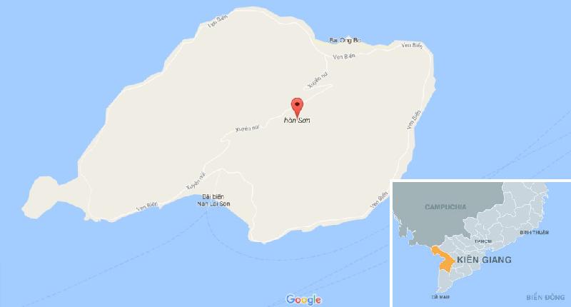 Hòn Sơn giữa Hòn Tre và quần đảo Nam Du, có diện tích 11,5 km2, cách thành phố Rạch Giá khoảng 65 km về phía tây.