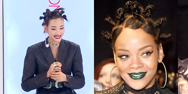 Thậm chí kiểu tóc này của cô còn được so sánh với nữ ca sĩ Rihanna