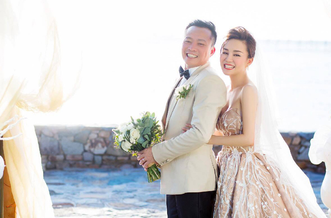 Ảnh cưới của Vy Oanh và chồng Lê Thiện.