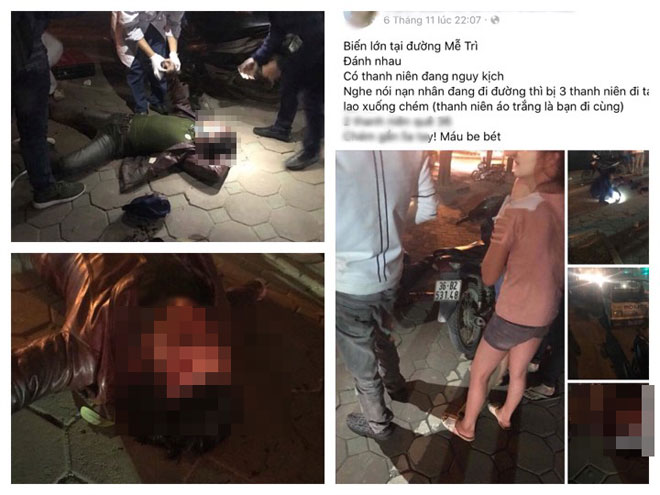 Hình ảnh anh Minh gục xuống đường sau khi bị tấn công gây xôn xao trên mạng.