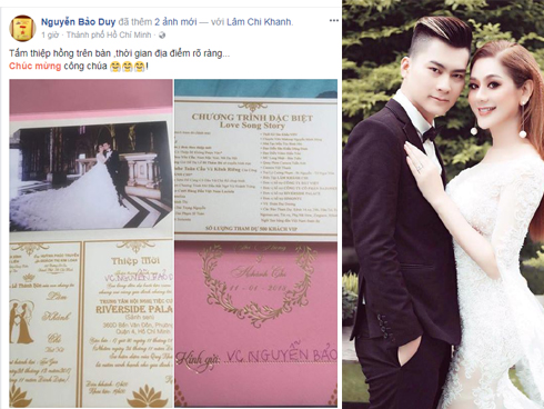 Hé lộ thiệp cưới đặc biệt của Lâm Khánh Chi và chồng trẻ kém tuối.