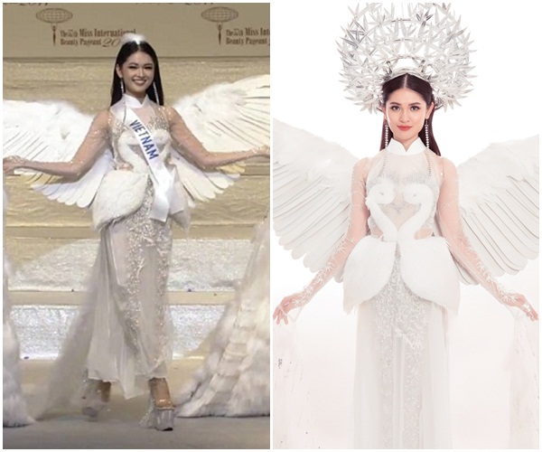 Thùy Dung bị nhà thiết kế chê trách  Ngay sau đêm chung kết Hoa hậu Quốc tế 2017, Thùy Dung bất ngờ vướng phải lùm xùm liên quan đến màn trình diễn quốc phục. Cô không diện nguyên bản bộ trang phục mang tên gọi 