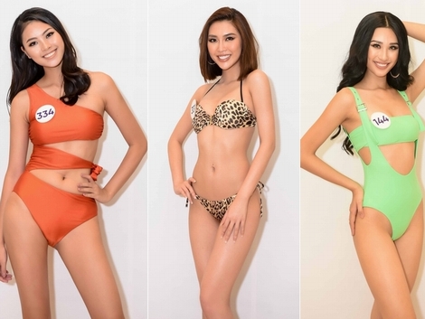 Thí sinh Hoa hậu Hoàn vũ Việt Nam nóng bỏng trong trang phục bikini